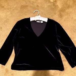 Merona Black V-Neck Blouse velvetine